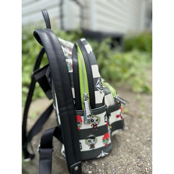 Loungefly Beetlejuice Chibi AOP Mini Backpack Black White Striped NWT BTBK0006 main image 9